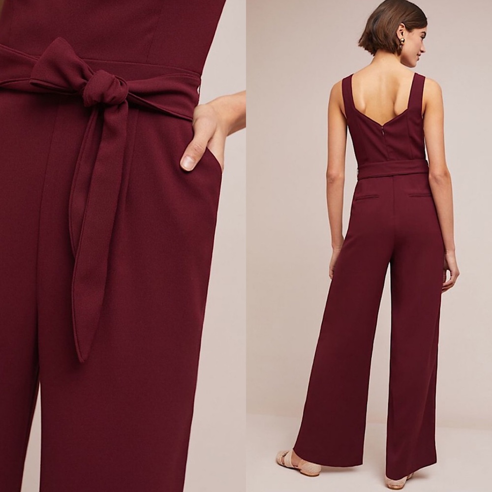 Anthropologie The Essential Jumpsuit Maroon 16 - Picture 6 of 7